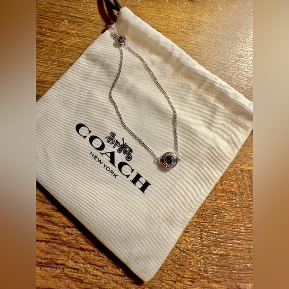 NEW‼️ COACH open circle  Blue Gemstone Silver slider adjustable bracelet! - Picture 8 of 15